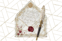 Gothic Victorian Love Letter Clipart, Romantic Stationery Product Image 2