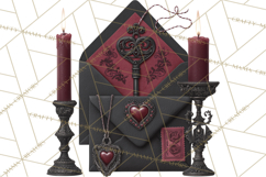 Gothic Victorian Love Letter Clipart, Romantic Stationery Product Image 2