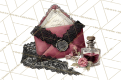 Gothic Victorian Love Letter Clipart, Romantic Stationery Product Image 3