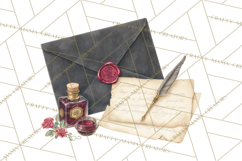 Gothic Victorian Love Letter Clipart, Romantic Stationery Product Image 4