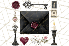 Gothic Victorian Love Letter Clipart, Romantic Stationery Product Image 5