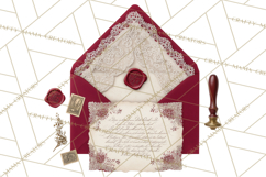 Gothic Victorian Love Letter Clipart, Romantic Stationery Product Image 2