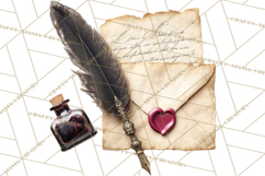 Gothic Victorian Love Letter Clipart, Romantic Stationery Product Image 4