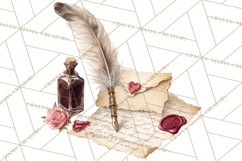 Gothic Victorian Love Letter Clipart, Romantic Stationery Product Image 5