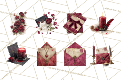 Gothic Victorian Love Letter Clipart, Romantic Stationery Product Image 2