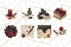 Gothic Victorian Love Letter Clipart, Romantic Stationery Product Image 4