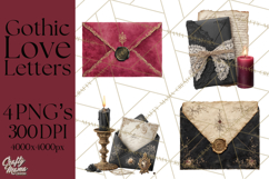 Gothic Victorian Love Letter Clipart, Romantic Stationery Product Image 1