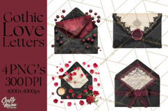 Gothic Victorian Love Letter Clipart, Romantic Stationery Product Image 1