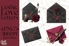 Gothic Victorian Love Letter Clipart, Romantic Stationery Product Image 1