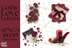Gothic Victorian Love Letter Clipart, Romantic Stationery Product Image 1