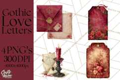 Gothic Victorian Love Letter Clipart, Romantic Stationery Product Image 1