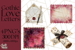 Gothic Victorian Love Letter Clipart, Romantic Stationery Product Image 1