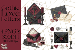 Gothic Victorian Love Letter Clipart, Romantic Stationery Product Image 1