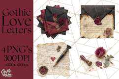 Gothic Victorian Love Letter Clipart, Romantic Stationery Product Image 1