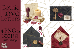 Gothic Victorian Love Letter Clipart, Romantic Stationery Product Image 1