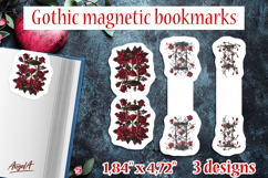Floral Gothic magnetic bookmarks hourglass red roses Product Image 1