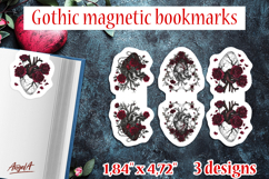Gothic magnetic bookmarks Floral Anatomical heart red roses Product Image 1