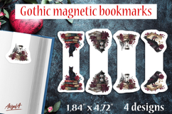 Floral Gothic magnetic bookmarks Book lover gift Red roses Product Image 1