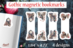 Floral Gothic magnetic bookmarks Book lover Skeleton PNG Product Image 1