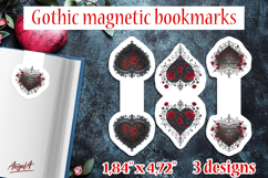 Floral Gothic magnetic bookmarks Vintage heart and red roses Product Image 1
