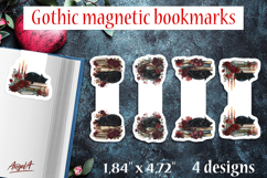Gothic magnetic bookmarks Book lover gift Black cat on books Product Image 1