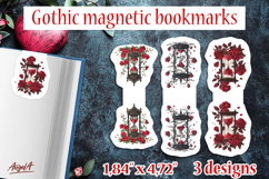 Floral Gothic magnetic bookmarks vintage hourglass red roses Product Image 1