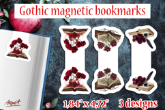 Gothic magnetic bookmarks Floral open book with red roses Product Image 1