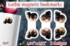 Floral Gothic magnetic bookmarks Skull books Double exposure Product Image 1