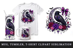 Gothic tumbler, mug wrap, clipart sublimation design Product Image 1