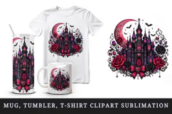 Gothic tumbler, mug wrap, clipart sublimation design Product Image 1