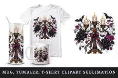 Gothic tumbler, mug wrap, clipart sublimation design Product Image 1