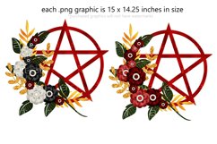 Wicca Pentagram PNG Graphics, Gothic with Dark Flowers Product Image 2