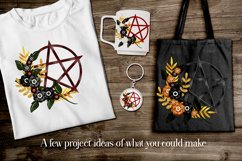 Wicca Pentagram PNG Graphics, Gothic with Dark Flowers Product Image 5