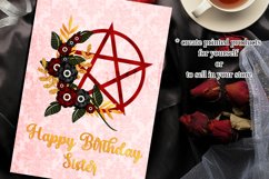 Wicca Pentagram PNG Graphics, Gothic with Dark Flowers Product Image 4