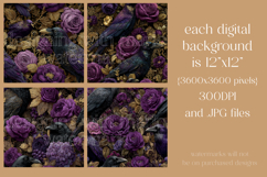 Gothic Patterns, Purple Roses x Ravens Seamless Patterns, s2 Product Image 2