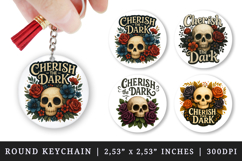 Gothic Quote round keychain pintable sublimation design png Product Image 1