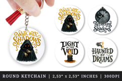 Gothic Quote round keychain pintable sublimation design png Product Image 1