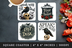Gothic Quote square coaster sublimation, coasters design Product Image 1