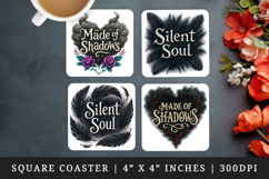 Gothic Quote square coaster sublimation, coasters design Product Image 1