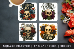 Gothic Quote square coaster sublimation, coasters design Product Image 1