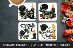 Gothic Quote square coaster sublimation, coasters design Product Image 1