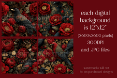 Gothic Patterns, Red Roses x Ravens Seamless Patterns, s3 Product Image 2