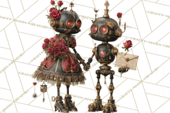 Gothic Robot Clipart, Victorian Steampunk Robot Clip Art Product Image 4