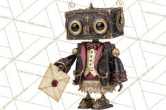 Gothic Robot Clipart, Victorian Steampunk Robot Clip Art Product Image 5