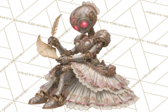 Gothic Robot Clipart, Victorian Steampunk Robot Clip Art Product Image 5