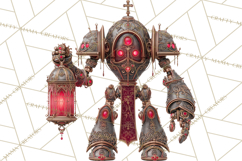 Gothic Robot Clipart, Victorian Steampunk Robot Clip Art Product Image 4