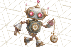 Gothic Robot Clipart, Victorian Steampunk Robot Clip Art Product Image 4