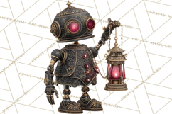 Gothic Robot Clipart, Victorian Steampunk Robot Clip Art Product Image 5