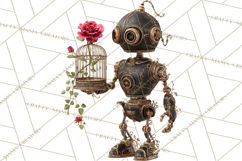 Gothic Robot Clipart, Victorian Steampunk Robot Clip Art Product Image 4