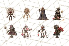 Gothic Robot Clipart, Victorian Steampunk Robot Clip Art Product Image 6